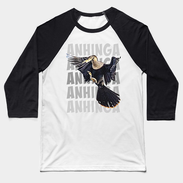 Anhinga Gray Baseball T-Shirt by Ripples of Time